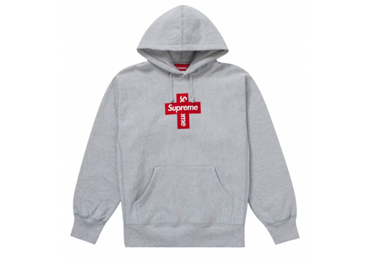 Supreme Cross Box Logo Hooded Sweatshirt Heather Grey